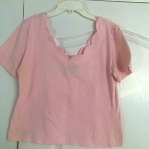 Next Era Vintage large scalloped neck pink top